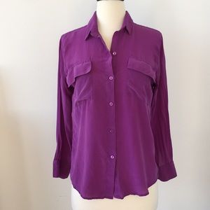 FREE! purple 100% silk blouse shirt button up
